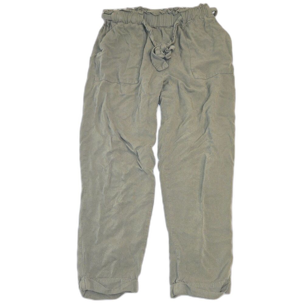 Know One Cares Olive Green Paperbag Joggers | Women's Size S | Ankle Crop Pants